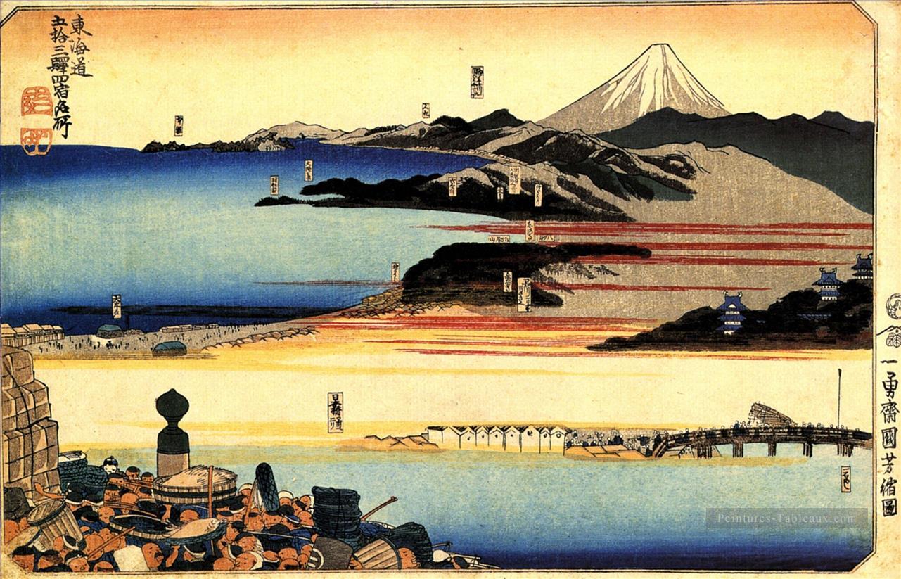 les 53 stations de la Tokaido Utagawa Kuniyoshi ukiyo e Peintures à l'huile
